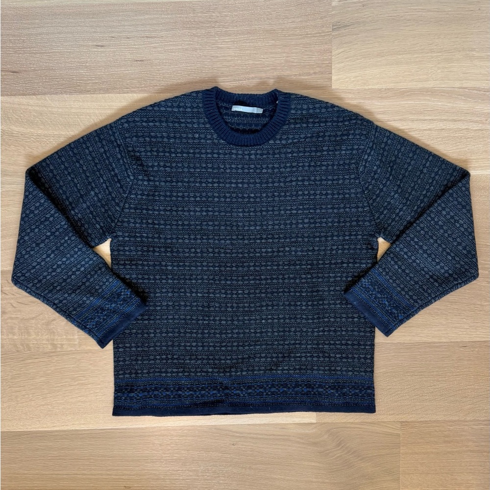 Vince Textured Dark Blue Crewneck Sweater
